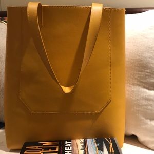 Yellow leather tote